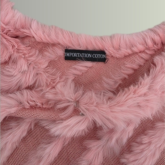 Y2K Pink Rabbit Fur Poncho - Picture 3 of 7
